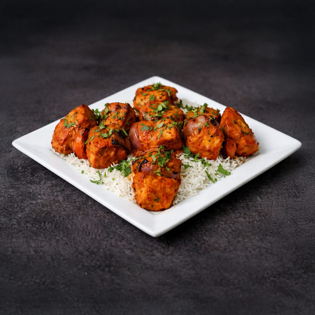 Chicken Shashlik With Rice.